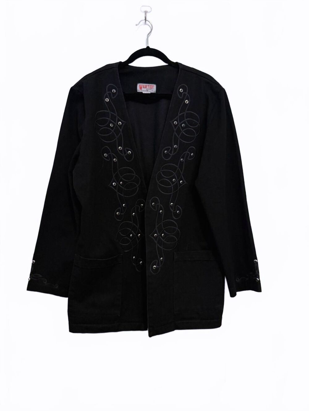 Vintage ‎ Black Embellished  Western Denim Jacket XL